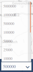 Maßstabsauswahl aufgeklappt Maßstabsauswahl aufgeklappt