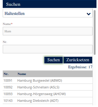 Trefferliste der Suche Trefferliste
